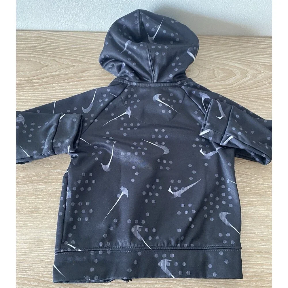 Nike Baby Boys Dri-FIT Full Zip Hoodie Jacket Black Gray Print Size 18M